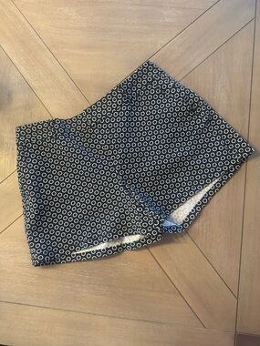 Elle Black Shorts with a White Geometric and Floral Pattern